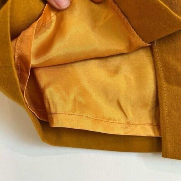 Vintage Denise Petites Womens 10 100% Pure Wool Pleated Slit Skirt Yellow - Picture 9 of 10